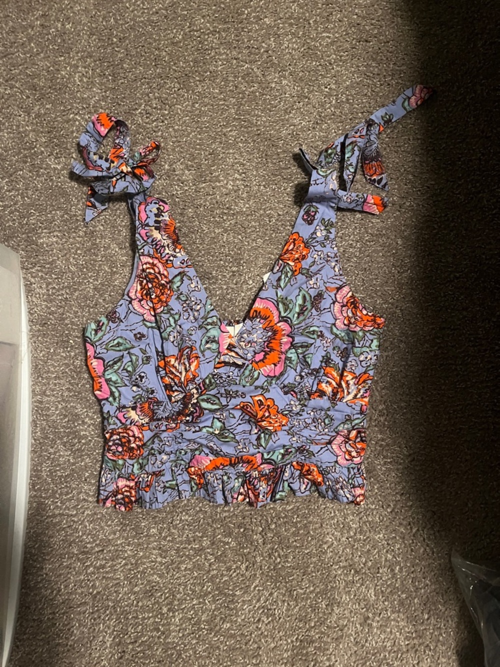 Cleobella Lavender Floral Tie-Shoulder Crop Cami